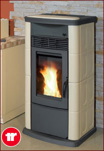 THERMOROSSI ECOTHERM H2O18 PELLET STOVE IN CERAMIC BEIGE
